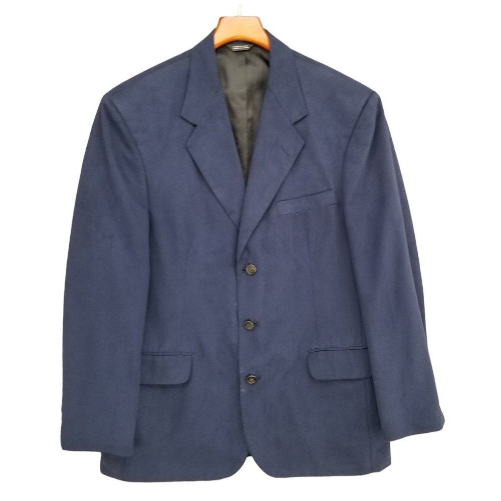 Norm Thompson Blazer Mens Blue Faux Suede Machine Washable Sports Coat Size 41R